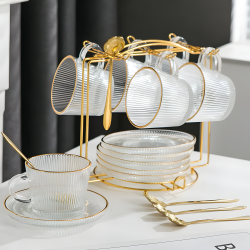 Glass Cups & Plate Set 6 Pcs